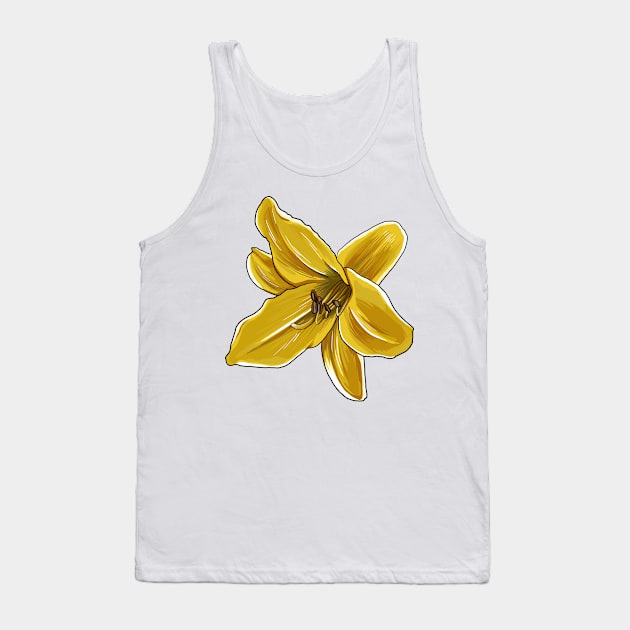 Bright Yellow Floral Tank Top by Tiny Table Art